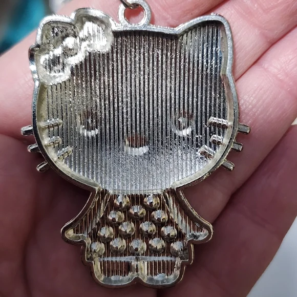 Hello Kitty Silver Tone and Blue Rhinestone Pendant Necklace - Picture 3 of 4